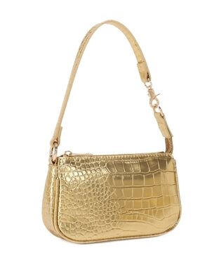 Croc-Embossed Shoulder Bag Available In Gold And Red